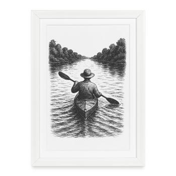 Calm canoe scene as atmospheric illustration - Framed poster (27 × 37 cm) - white - Front