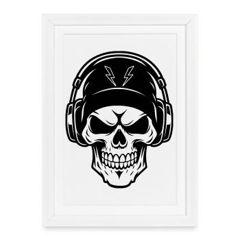 skull music - Affiche encadrée (27 × 37 cm) - blanc - Devant