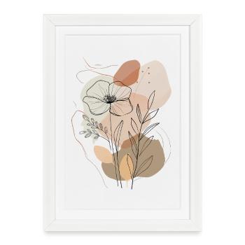 Boho Floral Line Art, Minimalist Nature Design - Framed poster (27 × 37 cm) - white - Front