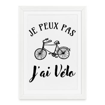 Je peux pas j'ai Vélo - Affiche encadrée (27 × 37 cm) - blanc - Devant