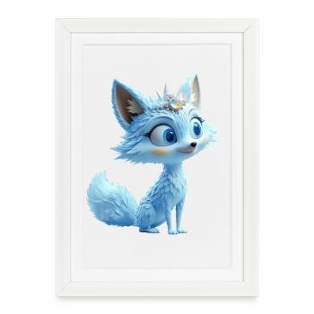 Petit Renard Bleu avec un bandeau en saphir - Affiche encadrée (27 × 37 cm) - blanc - Devant