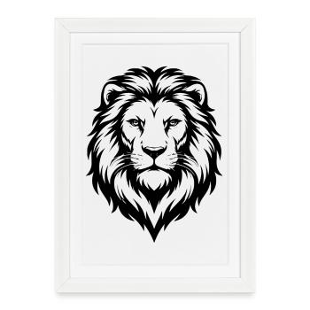 Illustration de lion - Affiche encadrée (27 × 37 cm) - blanc - Devant