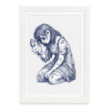 Portrait du personnage de la fille mélancolique - Affiche encadrée (27 × 37 cm) - blanc - Devant