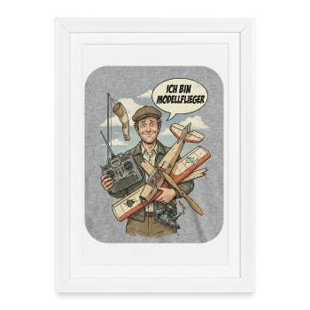 Modèle réduit d’avion dans un style vintage - Affiche encadrée (27 × 37 cm) - blanc - Devant