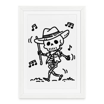 Dancing Cowboy Skeleton | Music & Halloween Theme - Framed poster (27 × 37 cm) - white - Front
