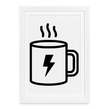 Coffee Cup Flash Energy - Framed poster (27 × 37 cm) - white - Front