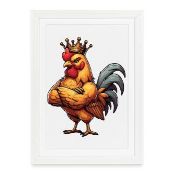 Poulets Poulet Amoureux des poules Coq Propriétaire de poulets - Affiche encadrée (27 × 37 cm) - blanc - Devant