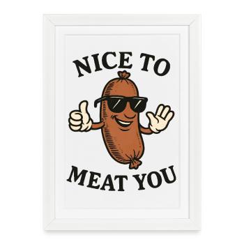 Gentil de te dévorer une saucisse de dessin animé - Affiche encadrée (27 × 37 cm) - blanc - Devant