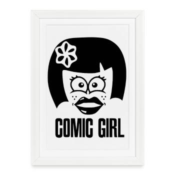 Comic Girl - Black - Framed poster (27 × 37 cm) - white - Front