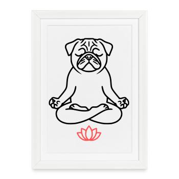 Pug Yoga Meditation Outline - Framed poster (27 × 37 cm) - white - Front