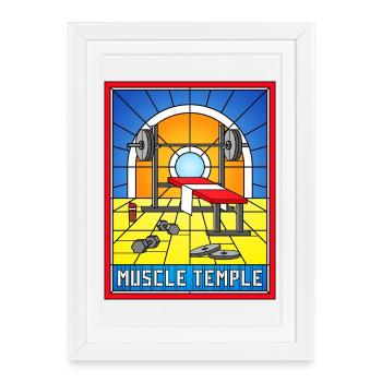 Gymnase en vitraux du temple musclé - Affiche encadrée (27 × 37 cm) - blanc - Devant