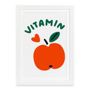 Vitamin Apple Cute Healthy Fruit Design - Framed poster (27 × 37 cm) - white - Front