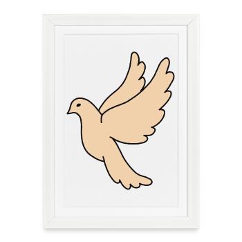 Colombe de la Paix Beige - Affiche encadrée (27 × 37 cm) - blanc - Devant