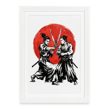Samurai duels in the red circle - Framed poster (27 × 37 cm) - white - Front