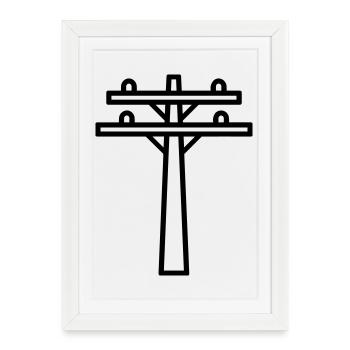 poteau électrique - Affiche encadrée (27 × 37 cm) - blanc - Devant