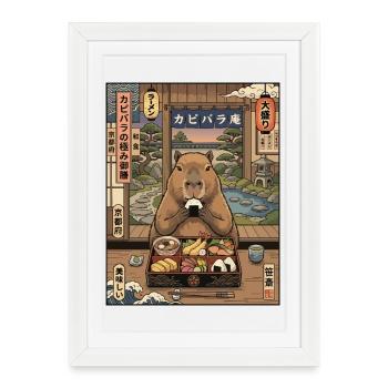 Capybara Bento at Kyoto Lantern - Framed poster (27 × 37 cm) - white - Front