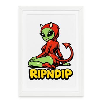 Fille démoniaque en sweat à capuche rouge - Affiche encadrée (27 × 37 cm) - blanc - Devant