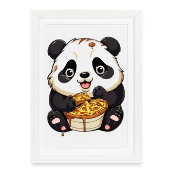 Cuddly panda with waffle - Framed poster (27 × 37 cm) - white - Front