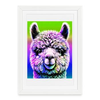 Alpaca - Framed poster (27 × 37 cm) - white - Front
