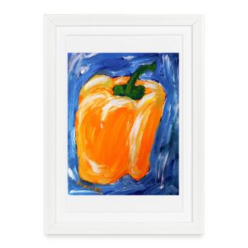 Orange pepper in expressionism - Framed poster (27 × 37 cm) - white - Front