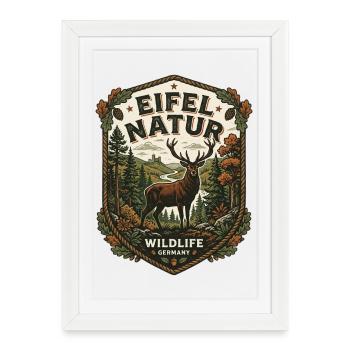 Randonnée Montagnes naturelles Paysages forestiers Eifel - Affiche encadrée (27 × 37 cm) - blanc - Devant