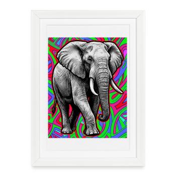 éléphant - Affiche encadrée (27 × 37 cm) - blanc - Devant