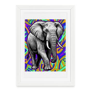 éléphant - Affiche encadrée (27 × 37 cm) - blanc - Devant