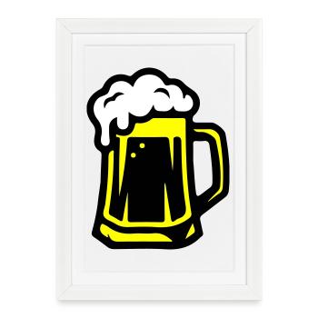 Chope à bière Icône de la bière - Affiche encadrée (27 × 37 cm) - blanc - Devant
