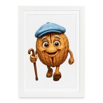 Walnut va se promener - Affiche encadrée (27 × 37 cm) - blanc - Devant