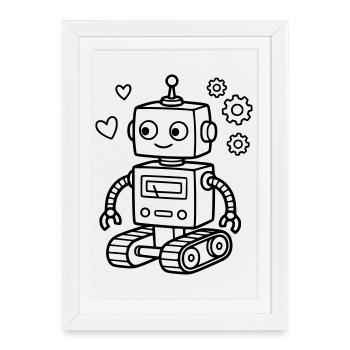 Robot Toy Children's Birthday Nerd Baby - Framed poster (27 × 37 cm) - white - Front