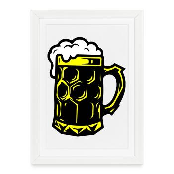 Alcool symbole de chope de bière - Affiche encadrée (27 × 37 cm) - blanc - Devant