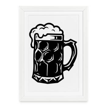 Alcool symbole de chope de bière - Affiche encadrée (27 × 37 cm) - blanc - Devant