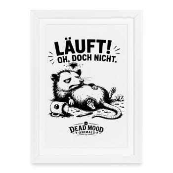 On court ! Oh, pas du tout. – Drôle de cadeau de l’opossum - Affiche encadrée (27 × 37 cm) - blanc - Devant
