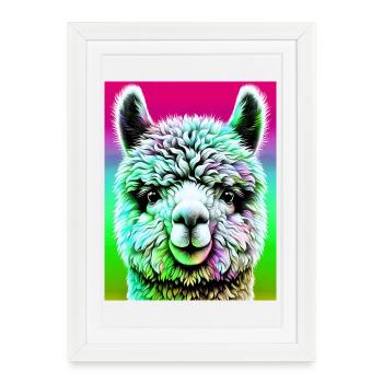 Alpaca - Framed poster (27 × 37 cm) - white - Front