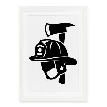 Logo frontal du casque de pompier - Affiche encadrée (27 × 37 cm) - blanc - Devant