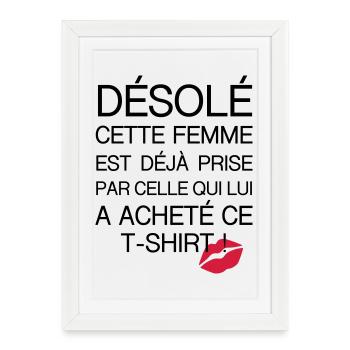 desole femme prise - Affiche encadrée (27 × 37 cm) - blanc - Devant