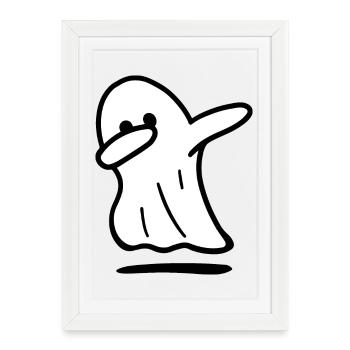 Fantôme / Fantôme drôle / Halloween / fantôme qui fait du dab - Affiche encadrée (27 × 37 cm) - blanc - Devant