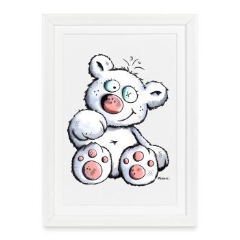 Blanc Ours En Peluche - Affiche encadrée (27 × 37 cm) - blanc - Devant