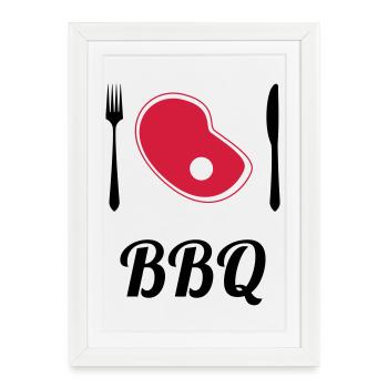 BBQ - Barbecue - Grill - Affiche encadrée (27 × 37 cm) - blanc - Devant