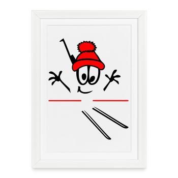Biathlon, sports d’hiver, ski - Affiche encadrée (27 × 37 cm) - blanc - Devant