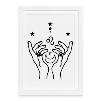 Explosion de géométrie monochrome - Affiche encadrée (27 × 37 cm) - blanc - Devant