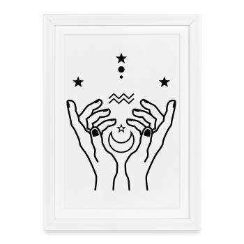 Aquarius zodiac astrology - Framed poster (27 × 37 cm) - white - Front