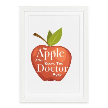 Une pomme par jour éloigne le Docteur - Affiche encadrée (27 × 37 cm) - blanc - Devant
