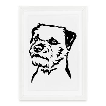 Border Terrier Head - Framed poster (27 × 37 cm) - white - Front