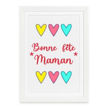 MAMAN. FÊTE DES MÈRES. BONNE FÊTE MAMAN. JE T'AIME - Affiche encadrée (27 × 37 cm) - blanc - Devant