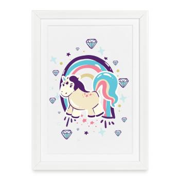 Pastel Unicorn Rainbow Diamonds - Framed poster (27 × 37 cm) - white - Front