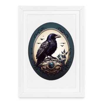 Black Raven - Framed poster (27 × 37 cm) - white - Front