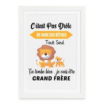 Enfant Annonce grossesse humour futur grand frère - Affiche encadrée (27 × 37 cm) - blanc - Devant