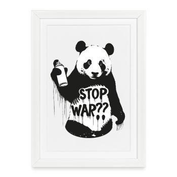 Stop War ?? Panda in Banksy Style - Framed poster (27 × 37 cm) - white - Front