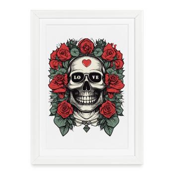 Skull with heart - Framed poster (27 × 37 cm) - white - Front